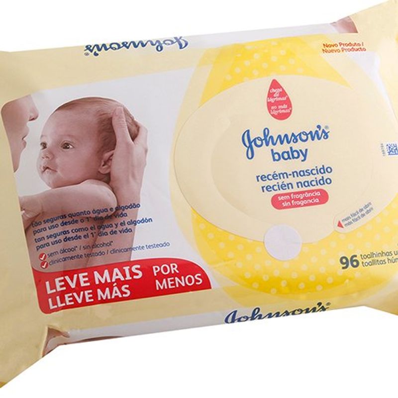 lenço umedecido j & j baby recém nascido 96 unidades