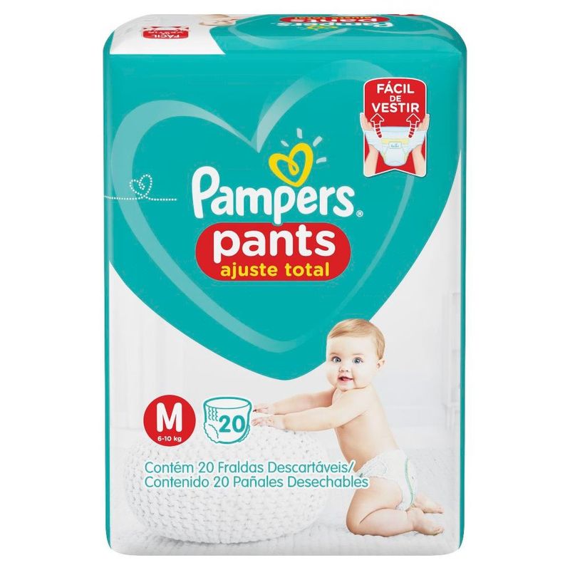 fralda pampers pants ajuste total tamanho m 20 unidades