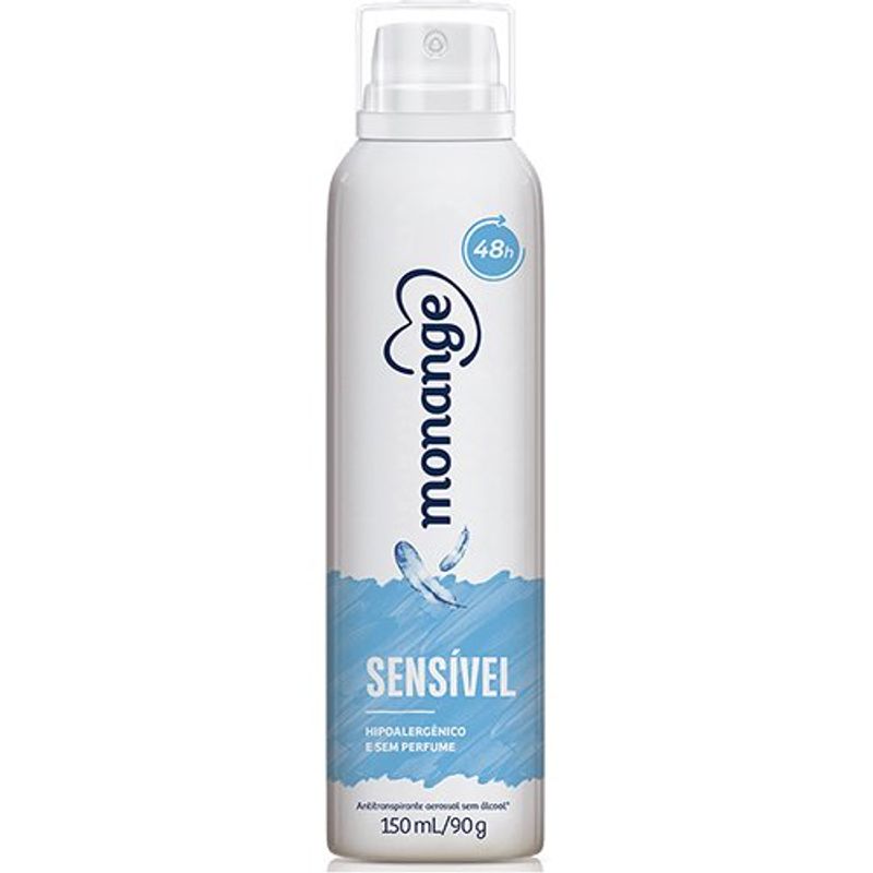 desodorante monange aerosol sensível sem perfume com 90g