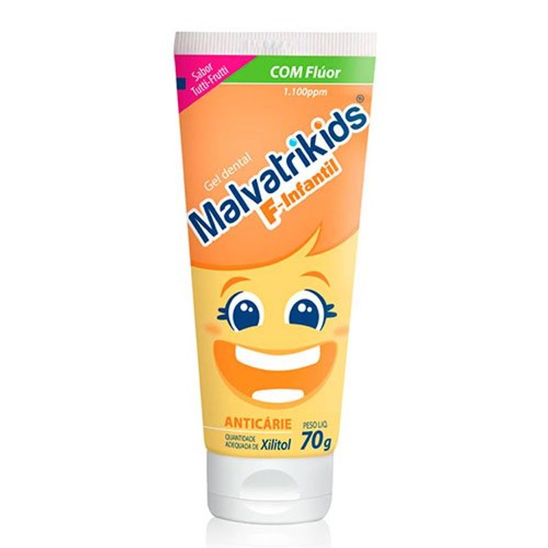 creme dental malvatrikids f-infantil anticárie tutti-frutti de 4/7 anos 70g