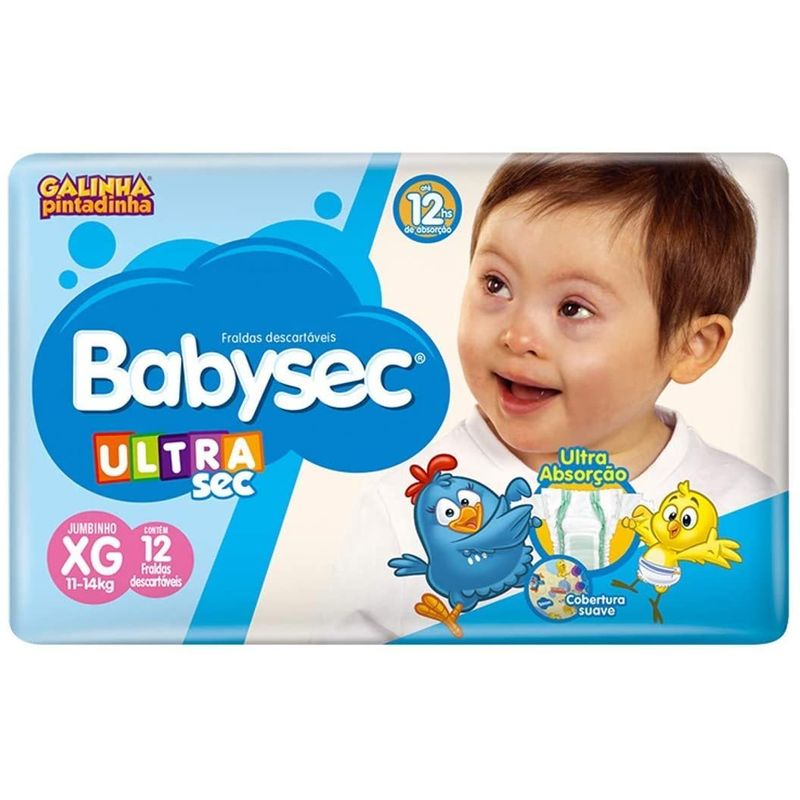 fralda infantil babysec ultra jumbinho tamanho xg 12 unidades