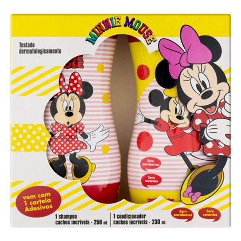 kit nutriex minnie shampoo 250ml + condicionador 230ml cachos com adesivo