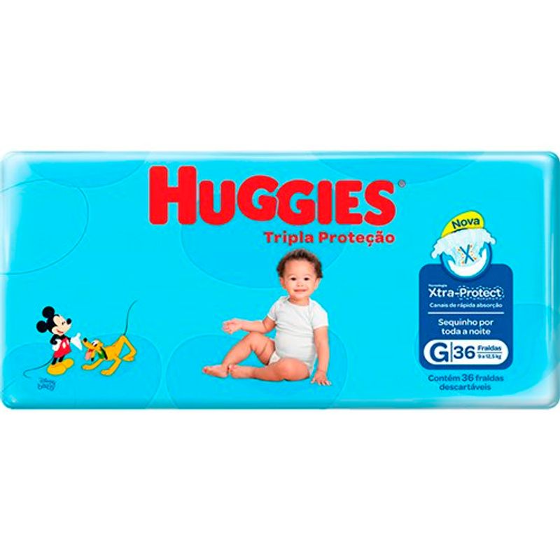 fralda huggies tripla proteção g 36 unidades
