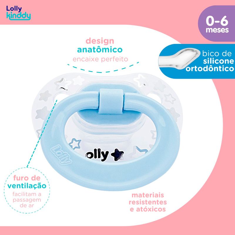 chupeta lolly dreams silicone ortôdontico t1 azul