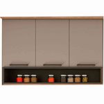 armário aéreo telasul caiena 3 portas mel fumê