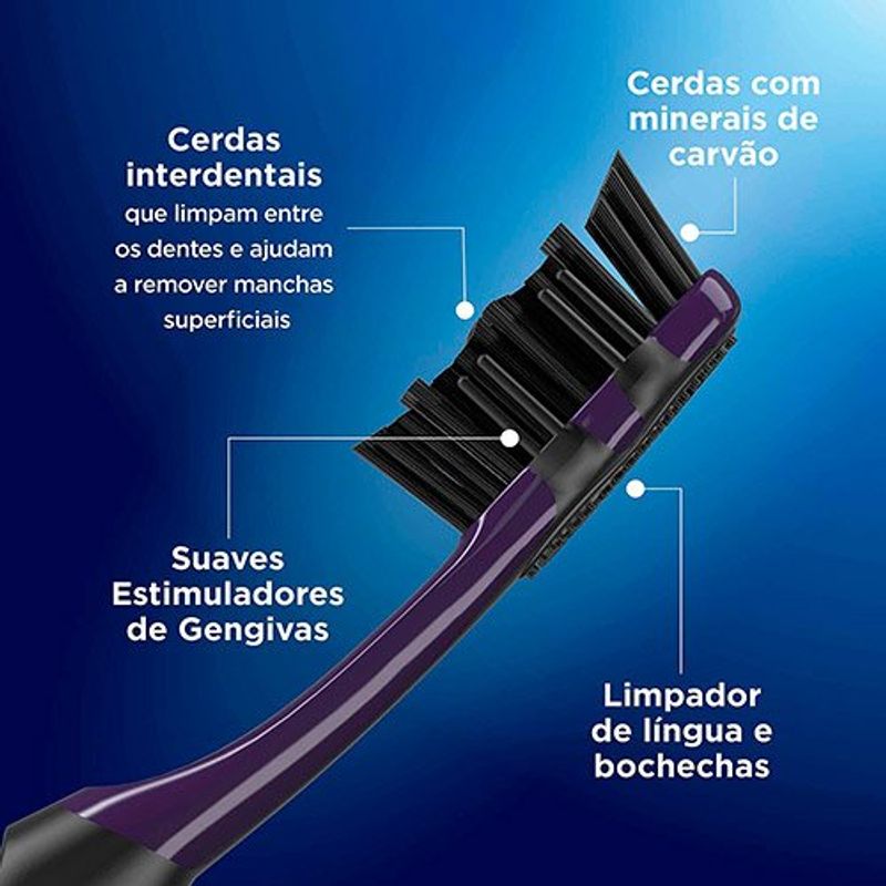 escova de dente macia oral-b 5 açoes com carvão 2 unidades
