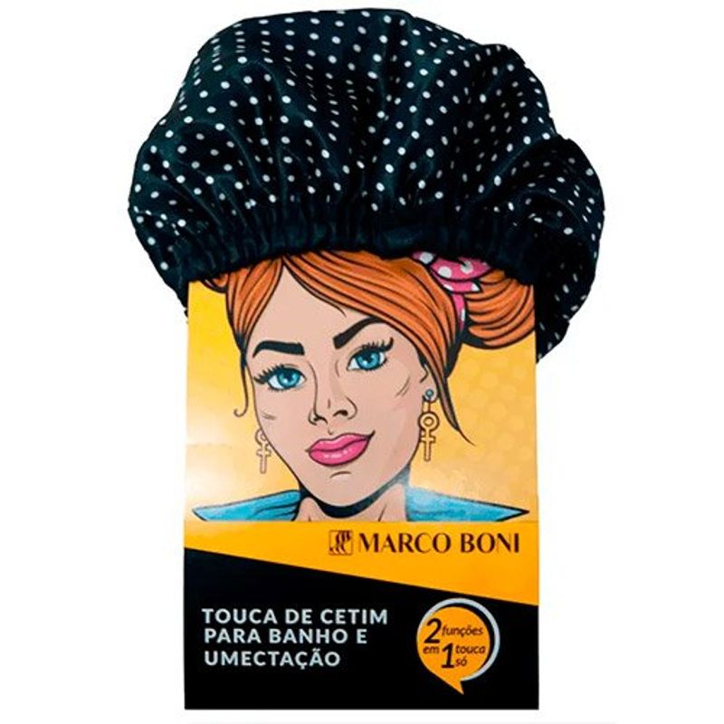 touca de cetim para banho e umectação marco boni