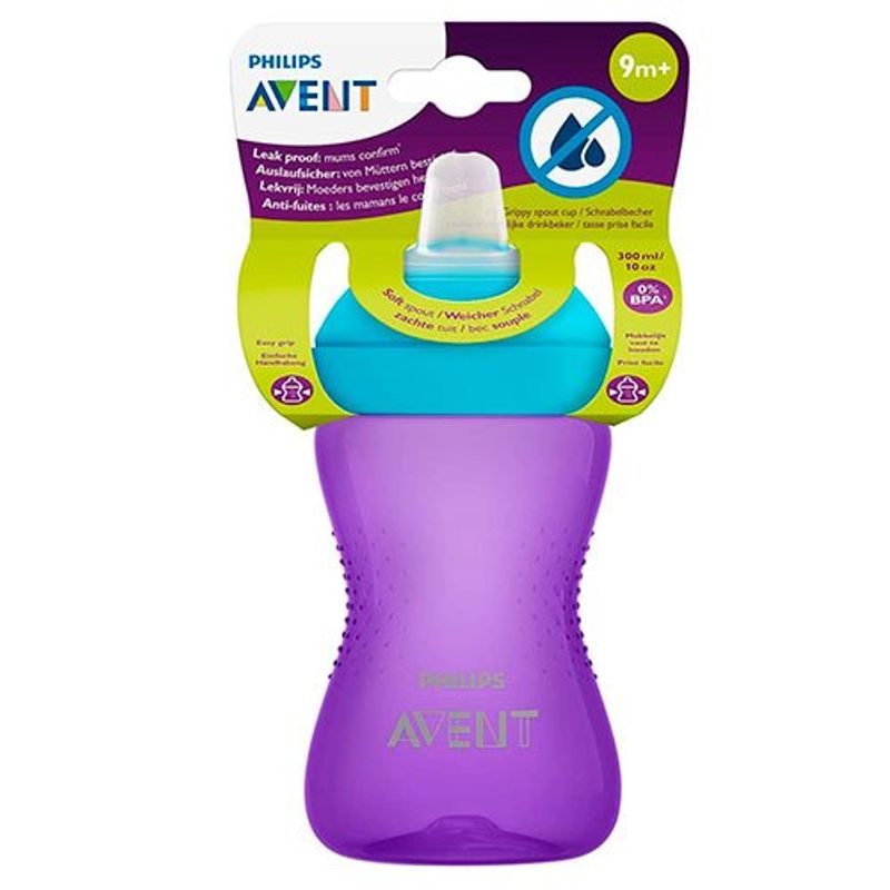copo de transição avent bico de silicone roxo 300ml