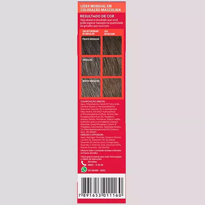 shampoo grecin 5 color castanho médio escuro 60ml