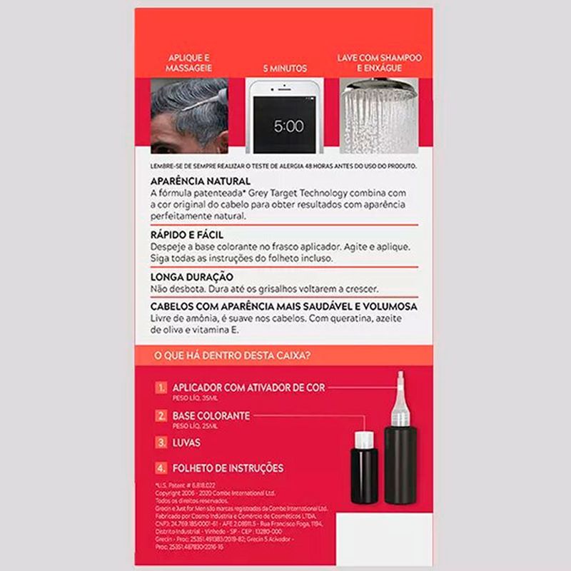 shampoo grecin 5 color castanho claro 60ml