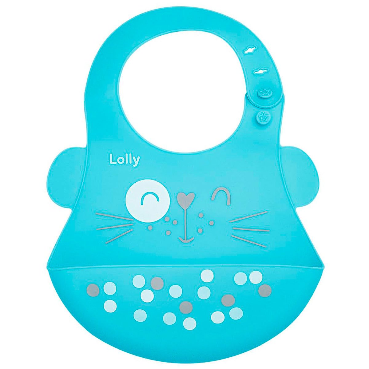 Babador Infantil Lolly Kinddy Azul Pega-Migalhas Silicone 1 Unidade