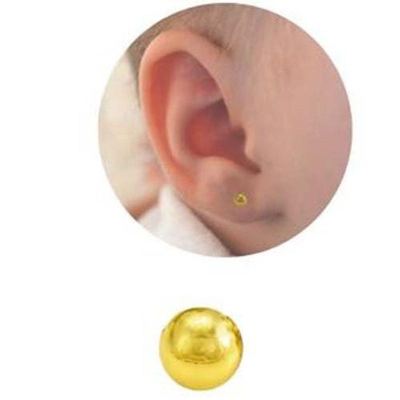 brinco antialérgico studex classic bolinha média dourado