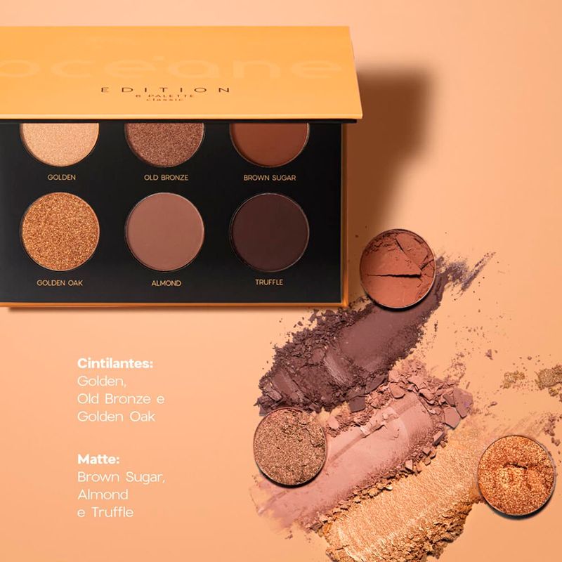 paleta de sombras océane edition tons terrosos 6 palette classic