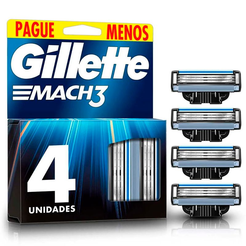refil para barbear gillete mach3 4 unidades