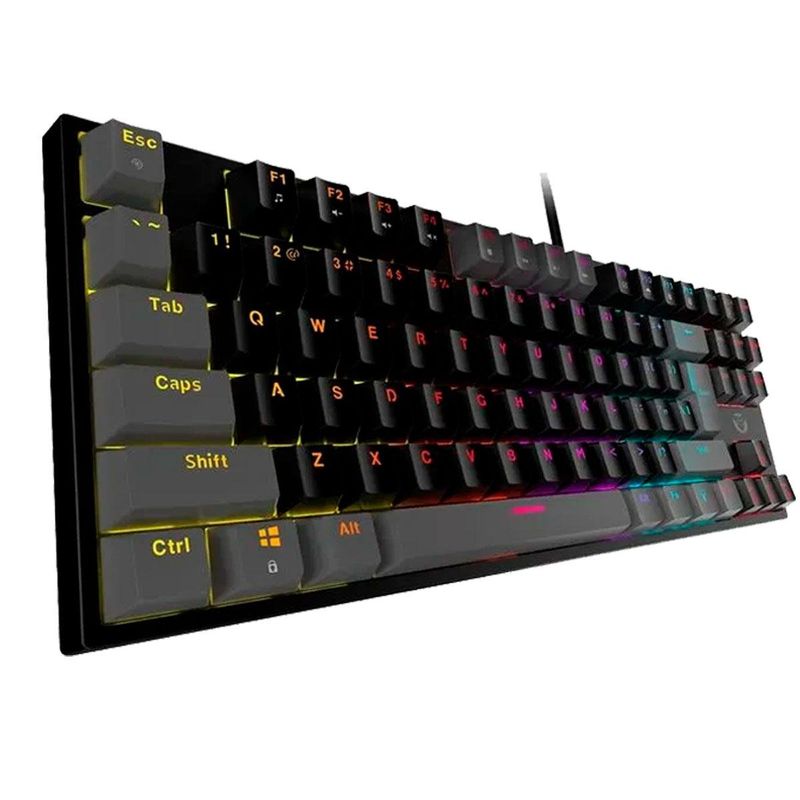 teclado usb gamer fantech mecânico mk876 atom preto (mp)