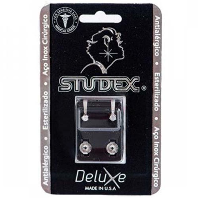 brinco antialérgico studex deluxe zirconia grande prateado