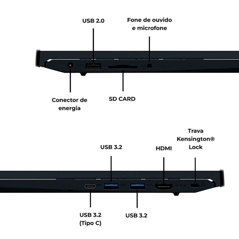 notebook positivo vision i15 intel i3-n300 windows 11 home 8gb ram 256gb 15.6" preto