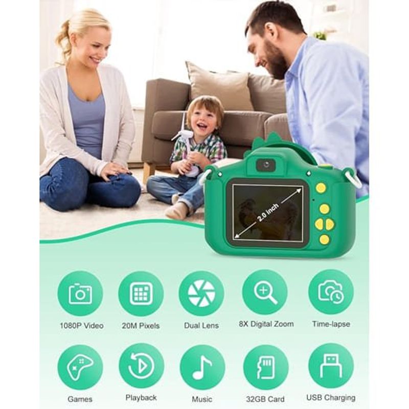 câmera digital infantil hangrui verde a-bi