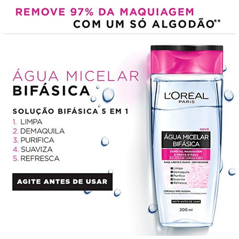 água micelar solução de limpeza facial bifásica 200ml