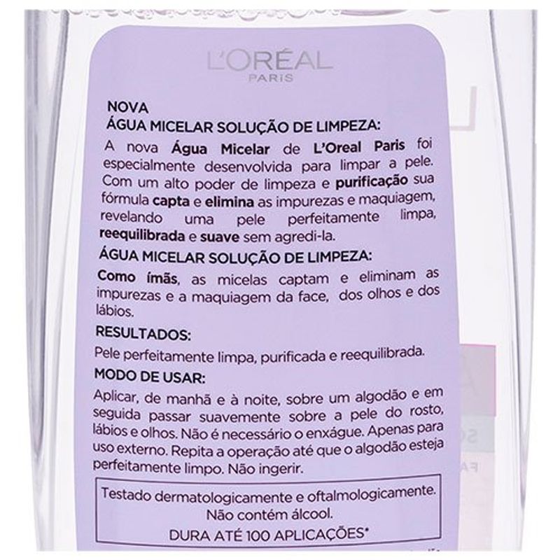 água micelar solução limpeza profunda l'oréal paris 400ml