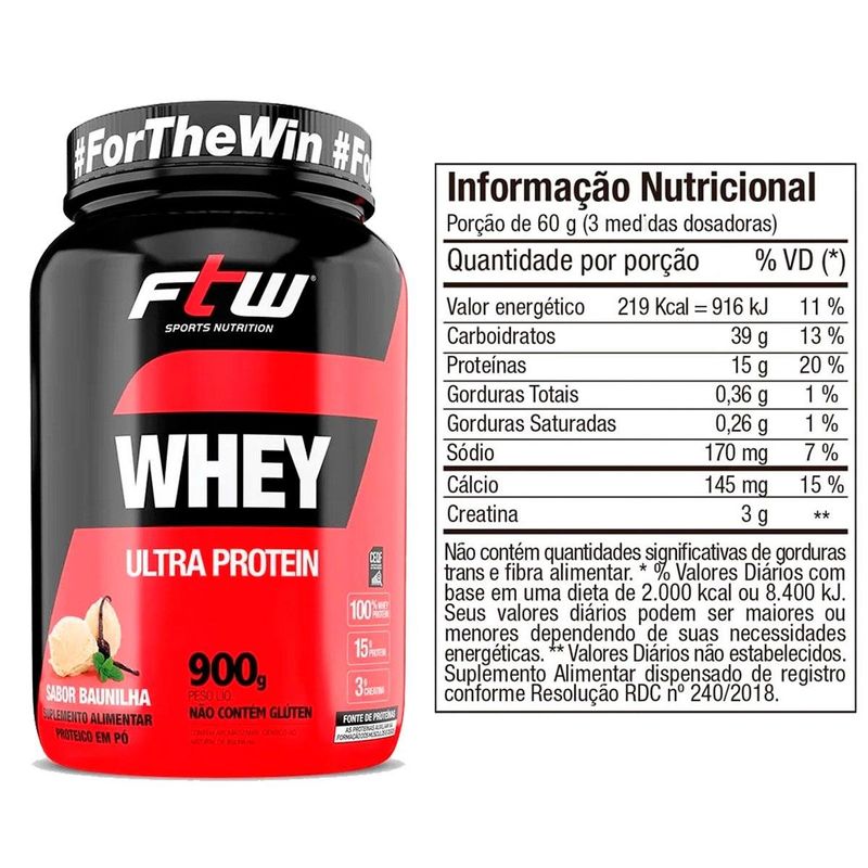 Kit Iniciante FTW Whey Ultra Protein Baunilha 900g Creatina