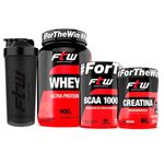 kit iniciante ftw - whey ultra protein chocolate 900g + creatina 60g + bcaa 60 cápsulas + coqueteleira (mp)