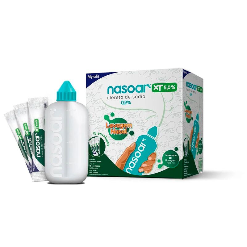 kit nasoar xt 5% frasco 240ml + 15 envelopes myralis pharma