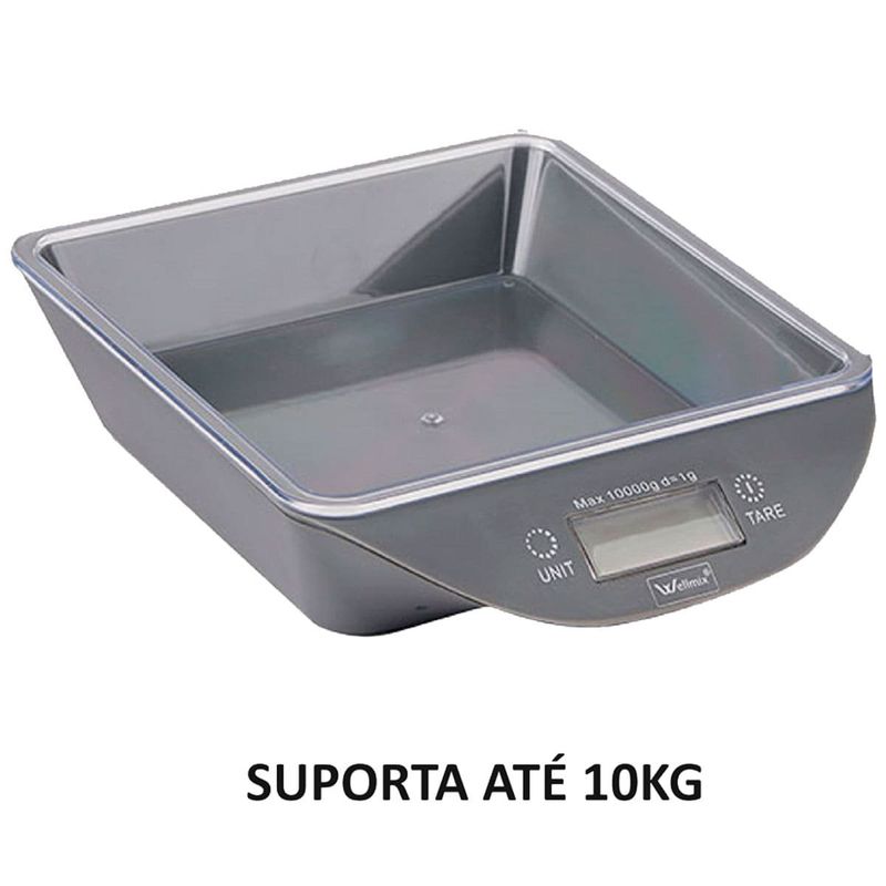 balança de cozinha digital a wellmix quadrada tigela plástico 10kg (mp)