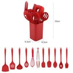 jogo utensílios de cozinha wellmix 12 peças de silicone com suporte vermelho ivory (mp)