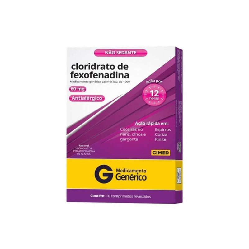 cloridrato de fexofenadina 60mg 10 comprimidos revestidos cimed genérico