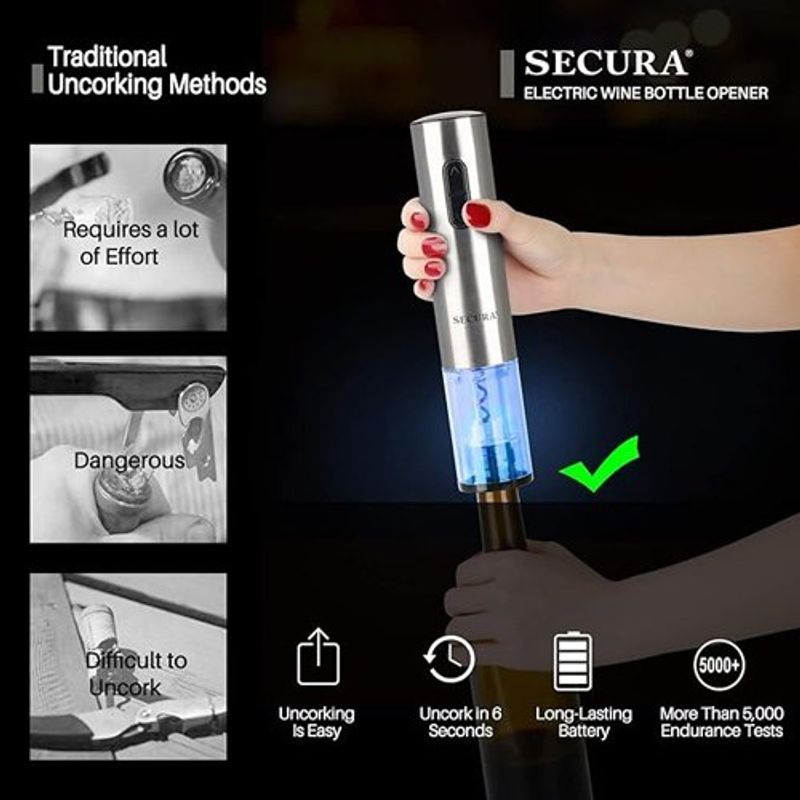 abridor de vinho elétrico secura prata a-bi