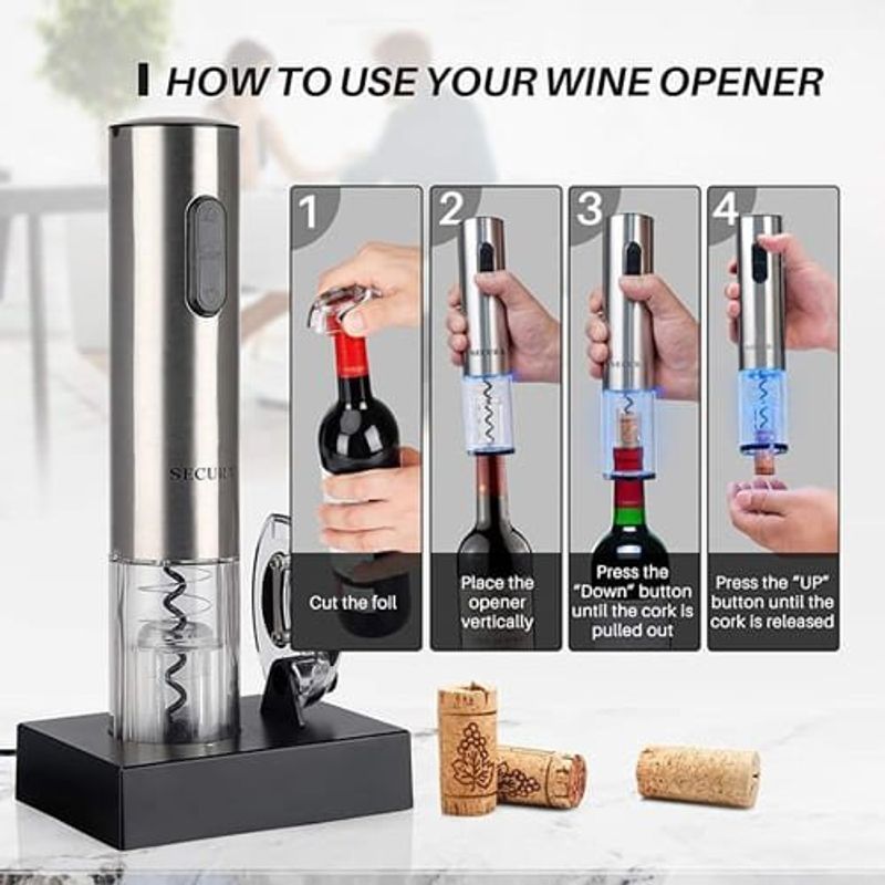 abridor de vinho elétrico secura prata a-bi