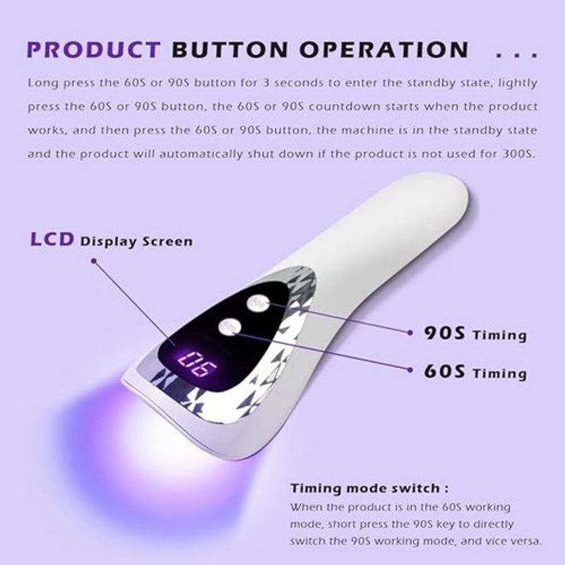 secador de unhas recarregável led uv portátil branco a-bi