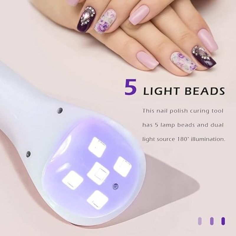 secador de unhas recarregável led uv portátil branco a-bi