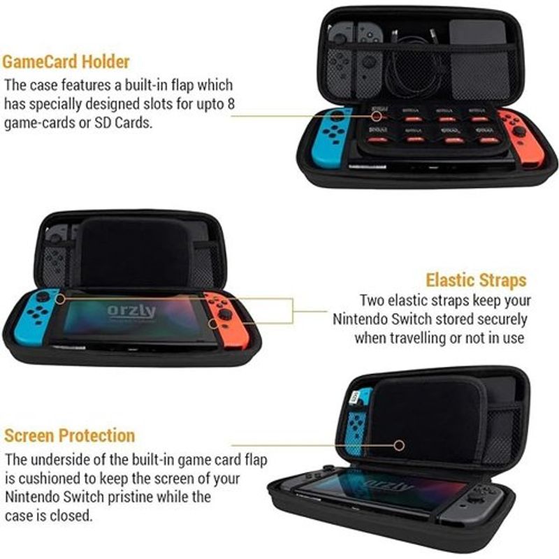 estojo para nintendo switch orzly preto a-bi