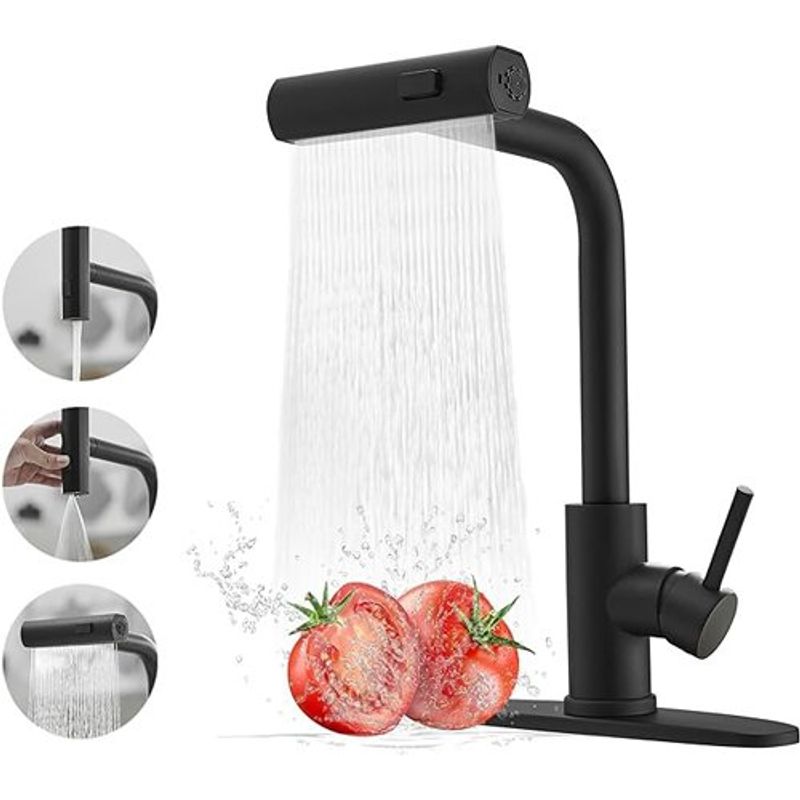 torneira cozinha com pulverizador aço inox 3 funções preto a-bi