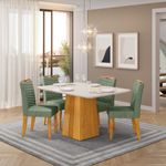 sala de jantar 5 peças dj móveis itália cedro off white e verde