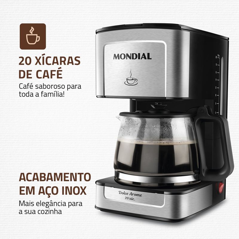 cafeteira mondial dolce arome c-43 preto e inox