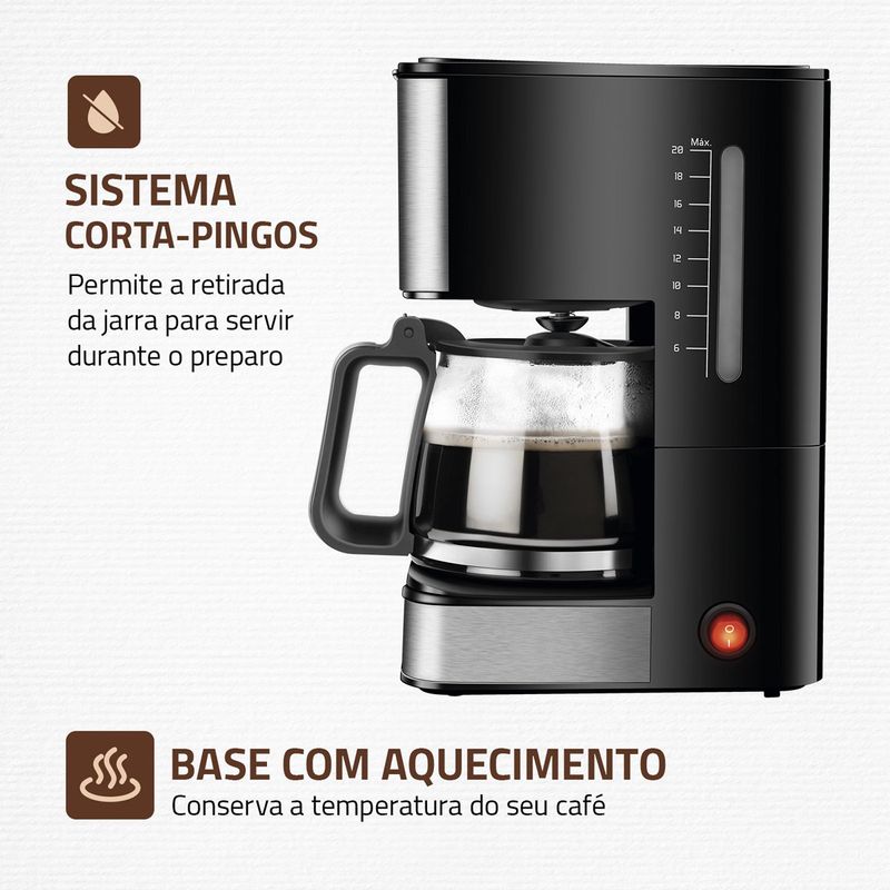 cafeteira mondial dolce arome c-43 preto e inox