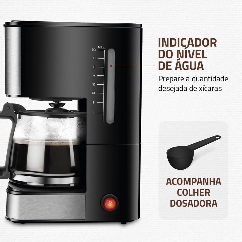 cafeteira mondial dolce arome c-43 preto e inox