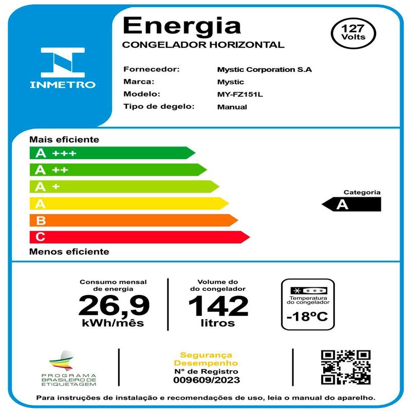 freezer horizontal mystic 142 litros (mp)