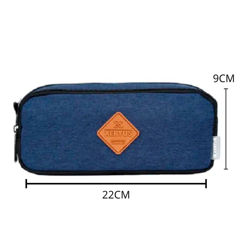 estojo duplo xeryus juvenil masculino 09 22cm azul 12149 (mp)