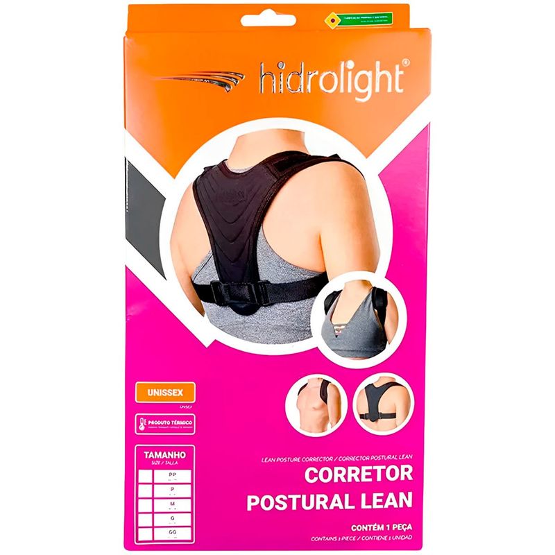 corretor postural hidrolight lean tamanho gg preto (mp)