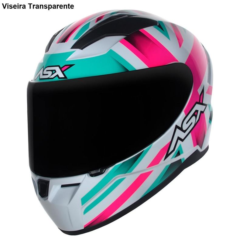 capacete asx city branco e rosa 60 (mp)