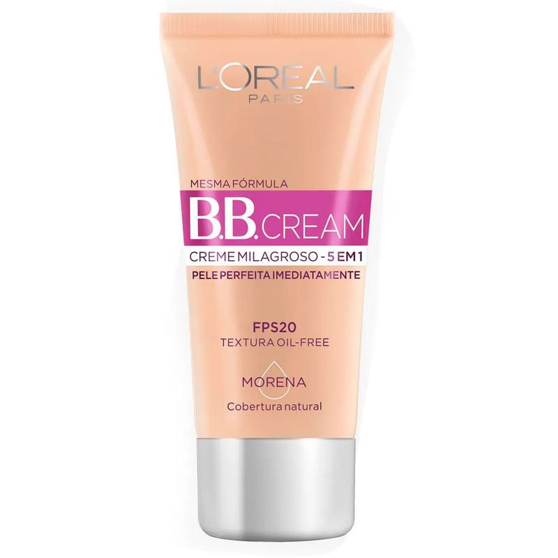 base facial bb cream l'oréal paris 5 em 1 morena fps20 30ml