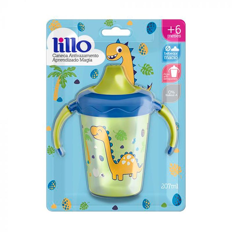 caneca infantil antivazamento lillo dinossauro 207ml