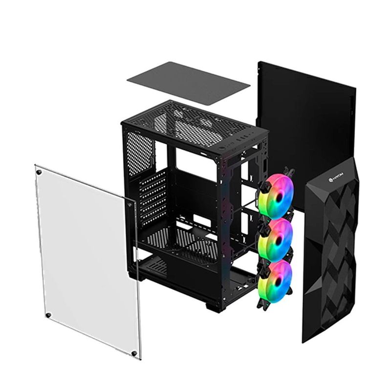 gabinete hayom mid-tower atx rgb gb1710 preto (mp)