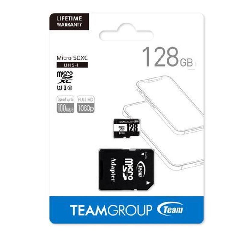 cartão de memória team group micro sdxc 128gb uhs-i u1 classe 10 com leitor (mp)