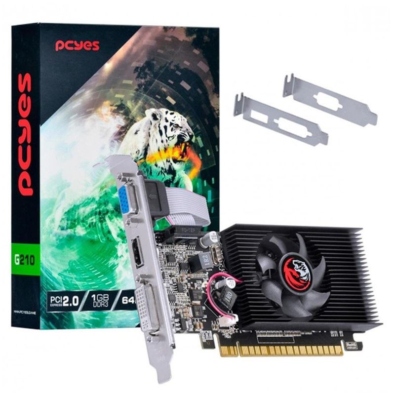 placa de vídeo pcyes nvidia geforce gt210 1gb ddr3 pvg2101gbr364lp (mp)