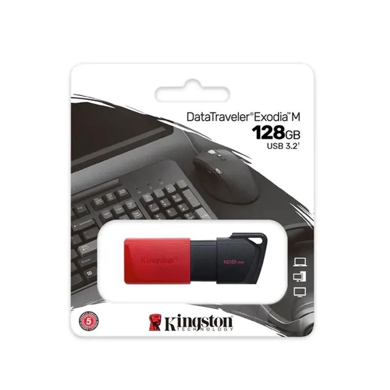 pen drive 128g kingston usb 3.2 exodia m preto/vermelho dtxm/128gb (mp)